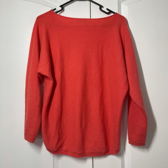Neiman Marcus Neon Orange 100% Cashmere Long Sleeves High Low Sweater - Picture 8 of 12